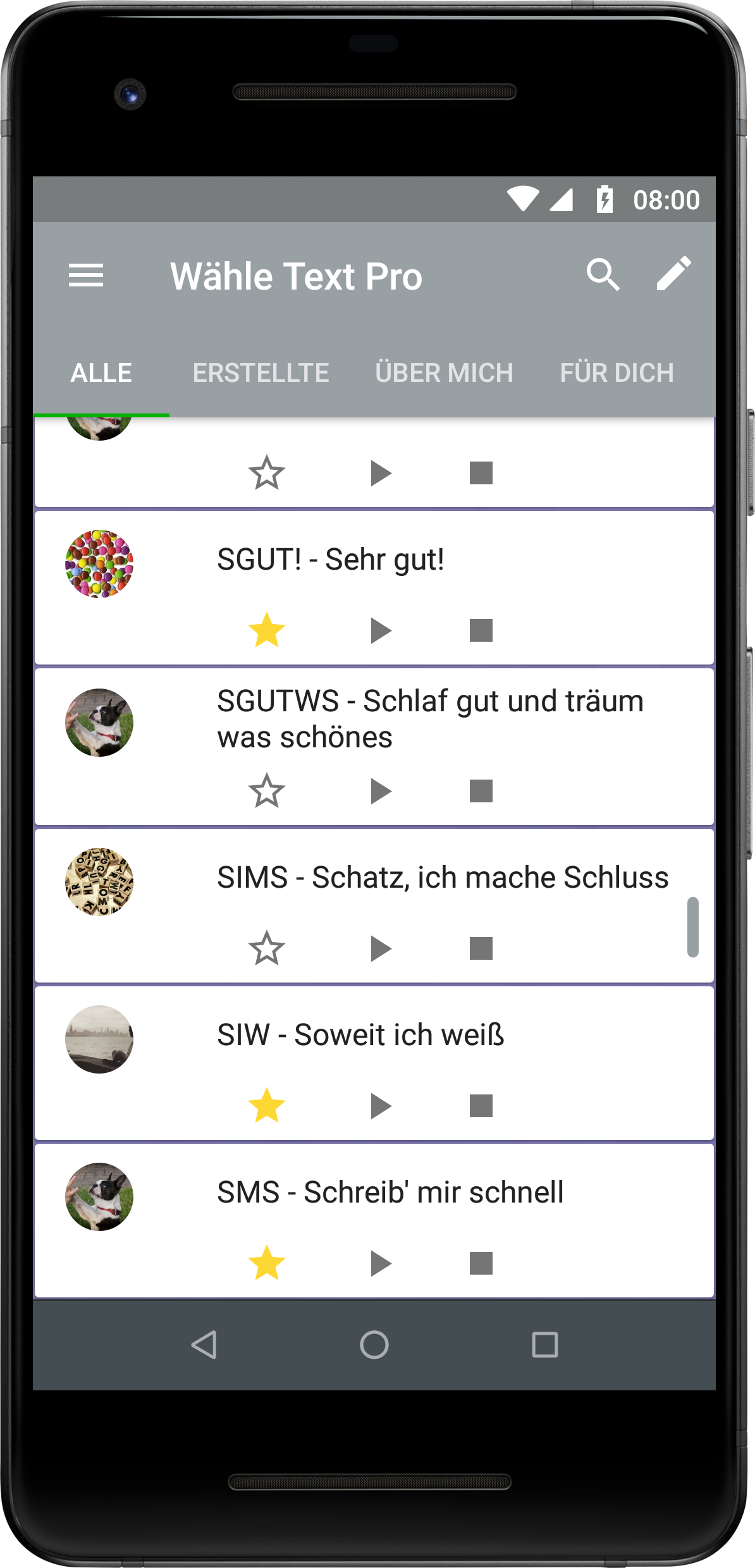 Wähle Text Pro Phone Lingos Texts Lists