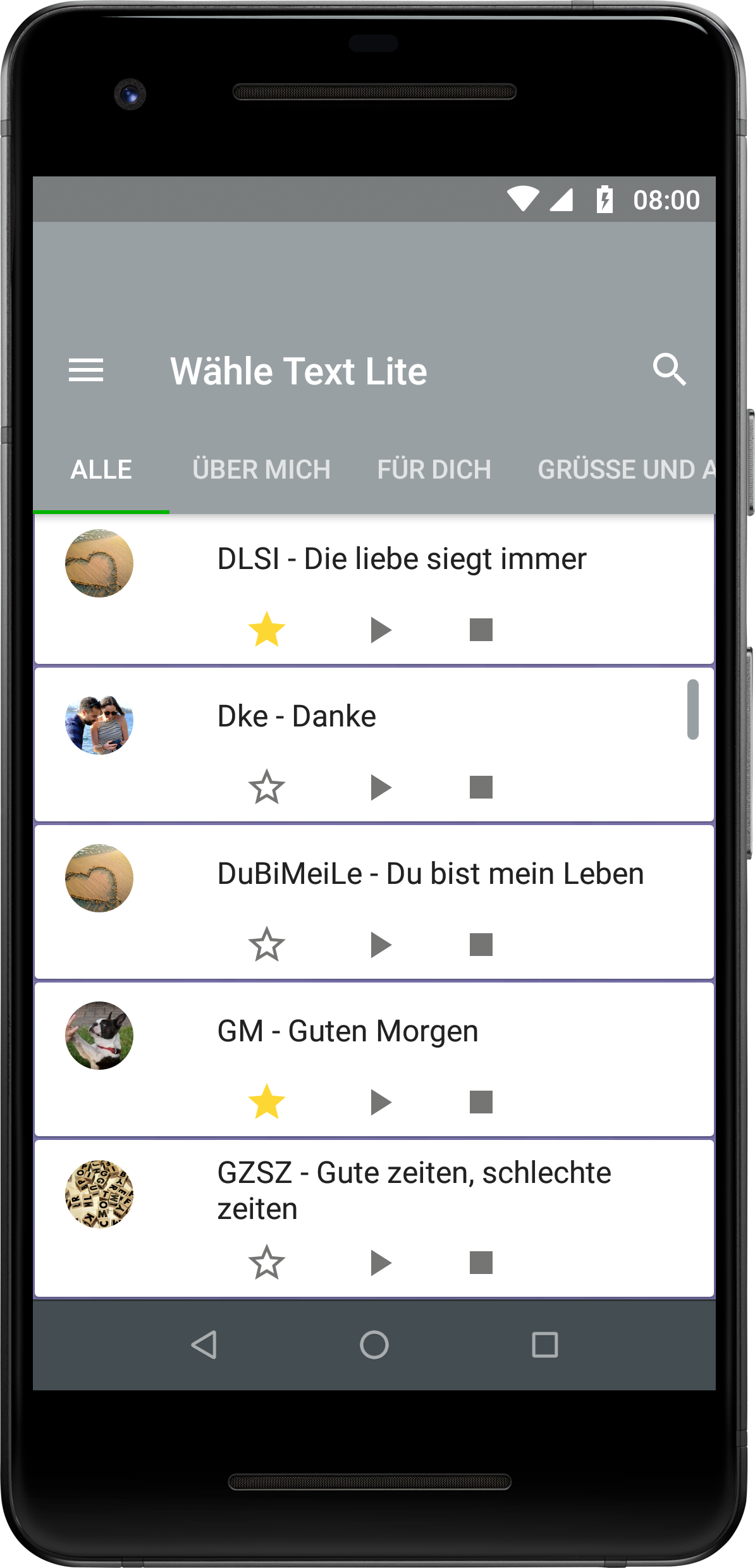 Wähle Text Lite Teléfono Lista Abreviaturas Textos